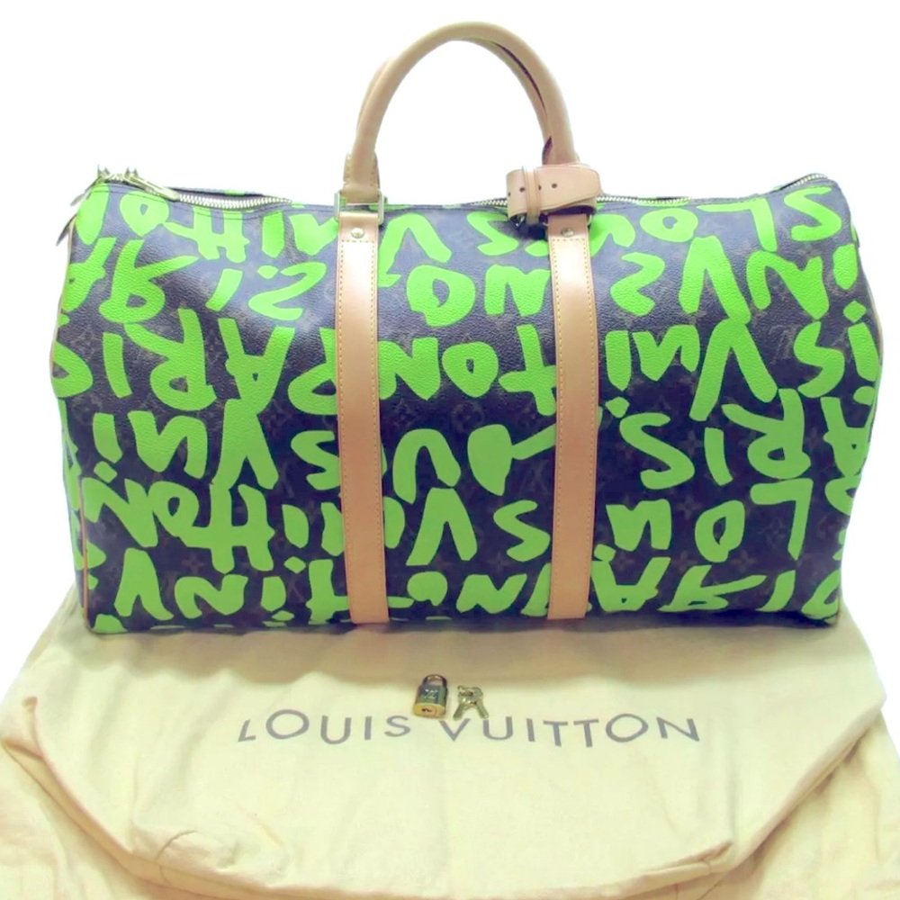 NEW Louis Vuitton x Stephen Sprouse Neon Green Graffiti Keepall 50.